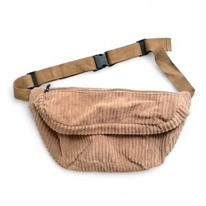 OVERSIZED corduroy crossbody/fanny bag. Two large compartments